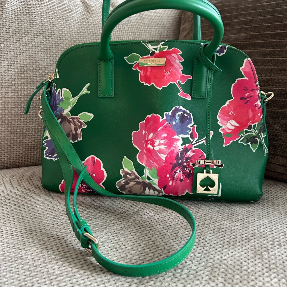 Kate Spade Green and Pink Floral Satchel